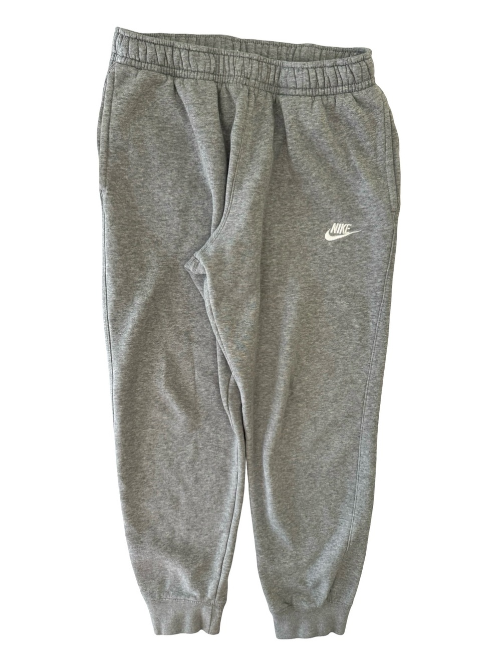 Nike Men’s Gray Fleece Jogger Sweatpants Medium Embroidered Logo Unisex